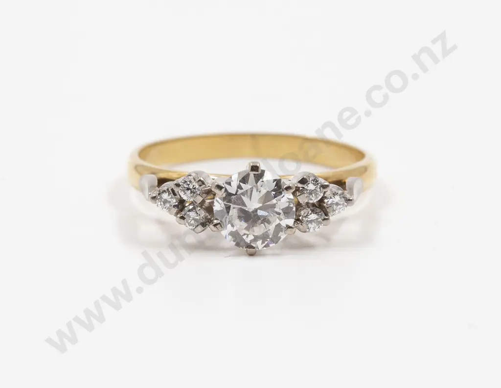 18ct White and Yellow Gold Seven Stone Diamond Bridge Ring Image 1++