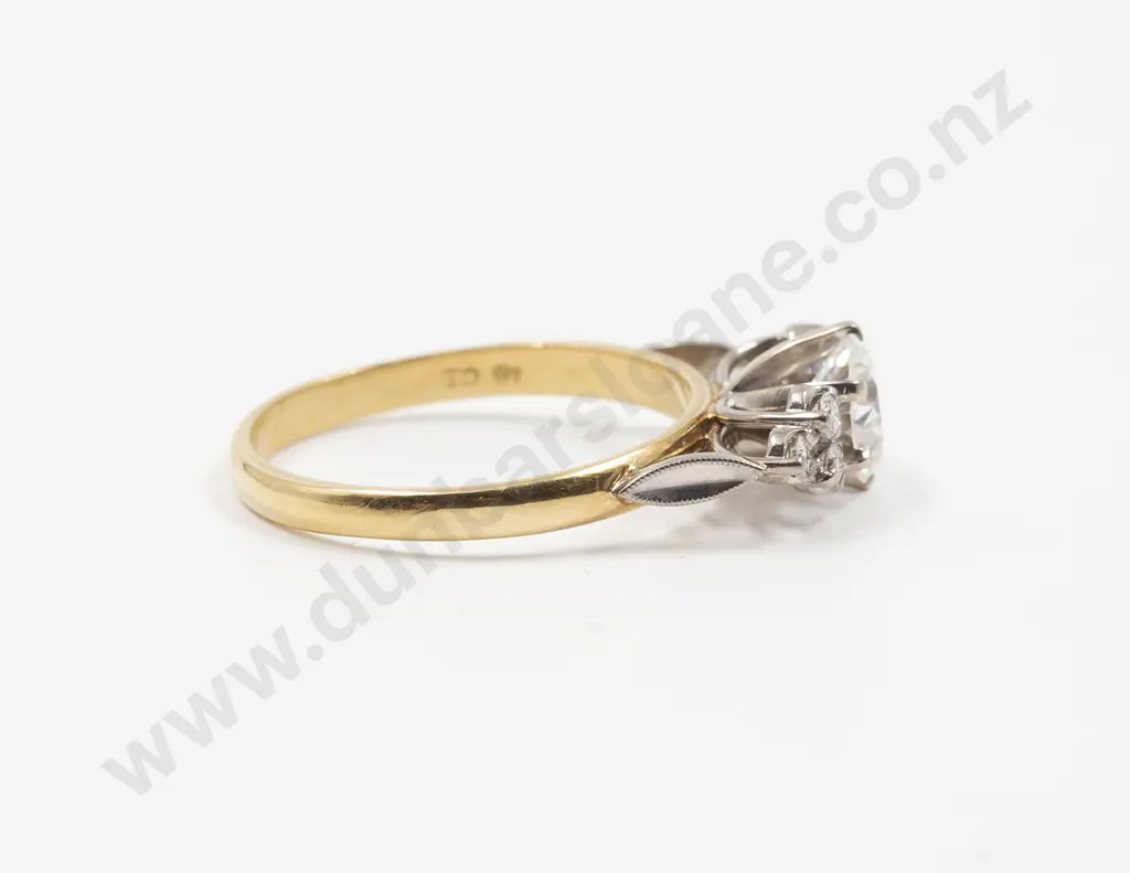 18ct White and Yellow Gold Seven Stone Diamond Bridge Ring Image 1++