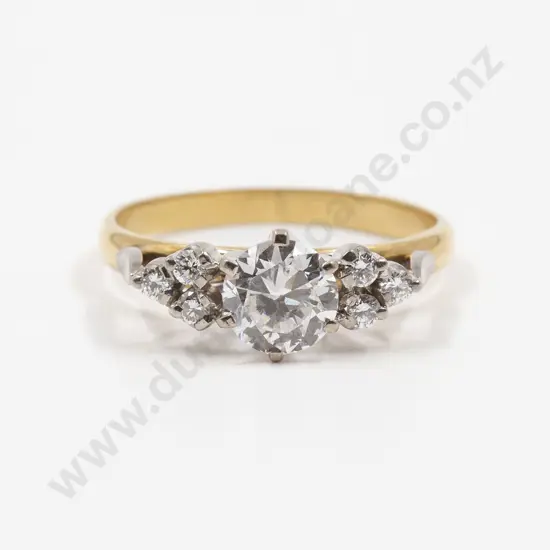 18ct White and Yellow Gold Seven Stone Diamond Bridge Ring