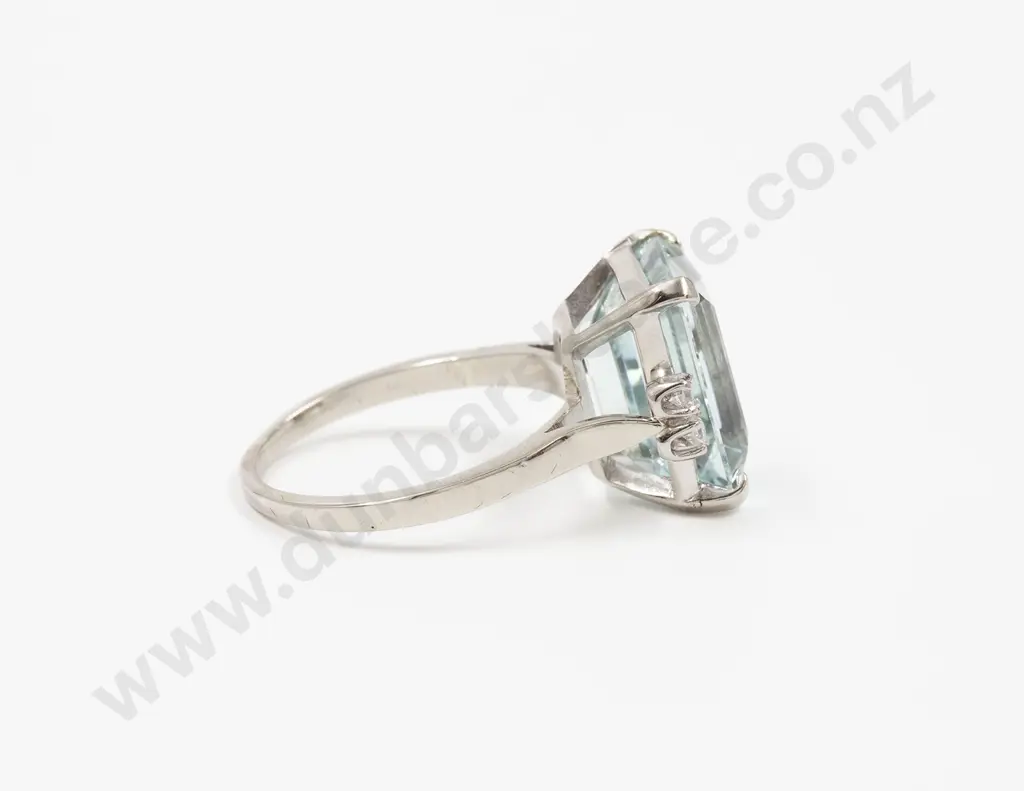 14ct White Gold Aquamarine and Diamond Dress Ring Image 1++