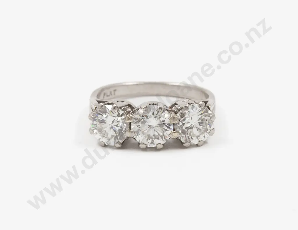 All Platinum Three Stone Diamond Bridge Ring Image 1++