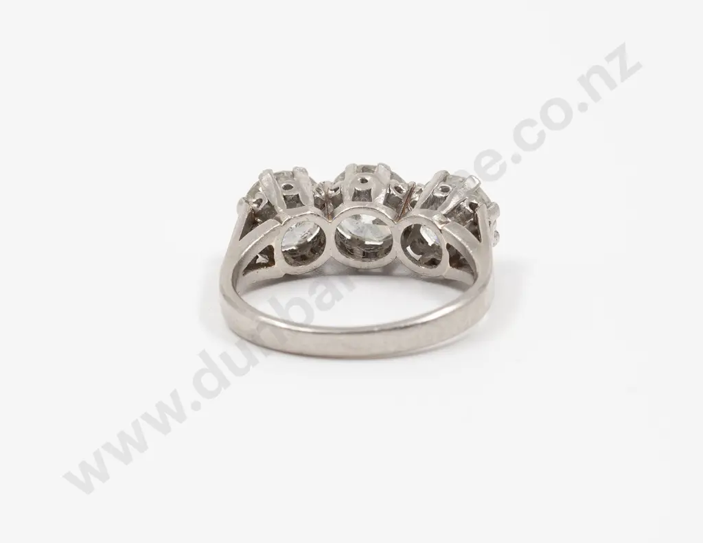 All Platinum Three Stone Diamond Bridge Ring Image 1++