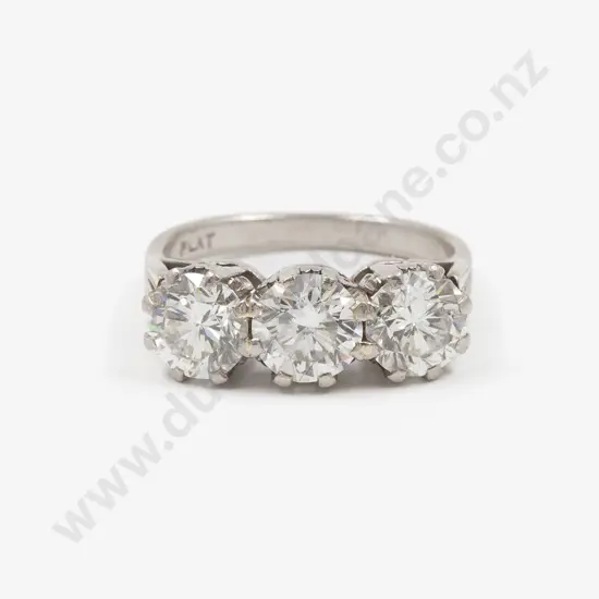 All Platinum Three Stone Diamond Bridge Ring