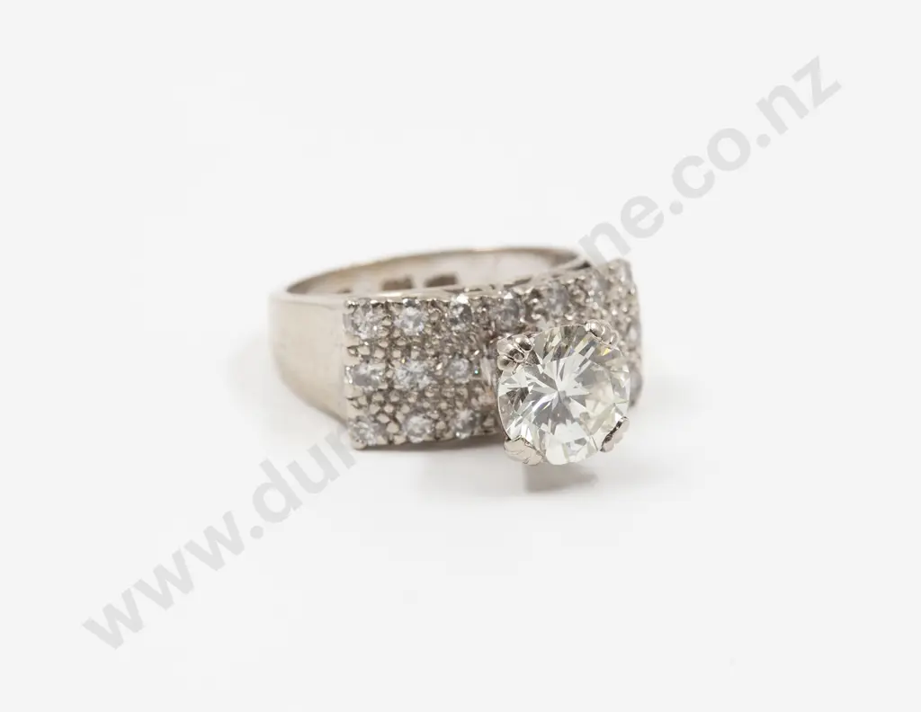 14ct White Gold Solitaire Diamond Ring Image 1++