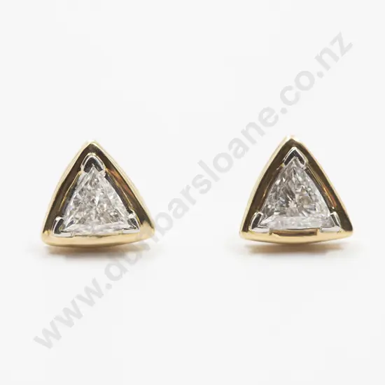 Pair 18ct Solitaire Diamond Stud Earrings