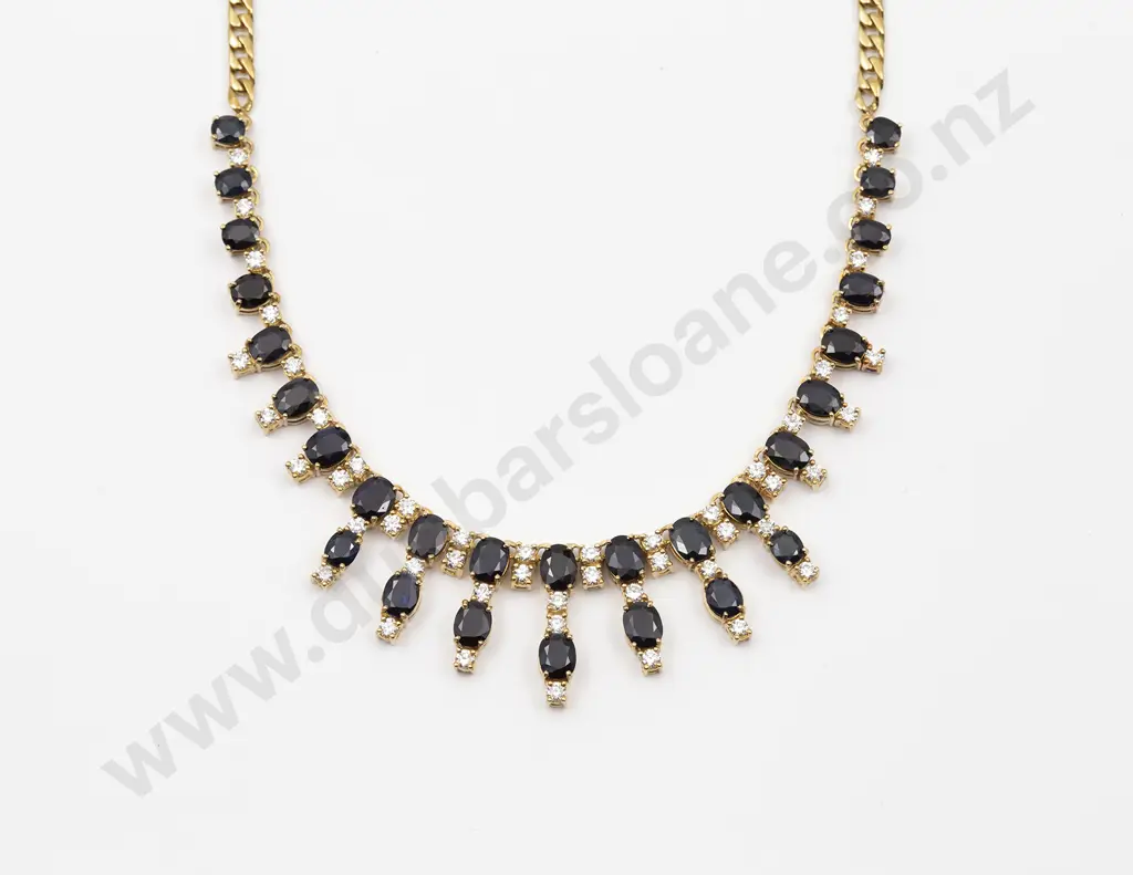18ct 77stone Sapphire and Diamond Necklace Image 1++