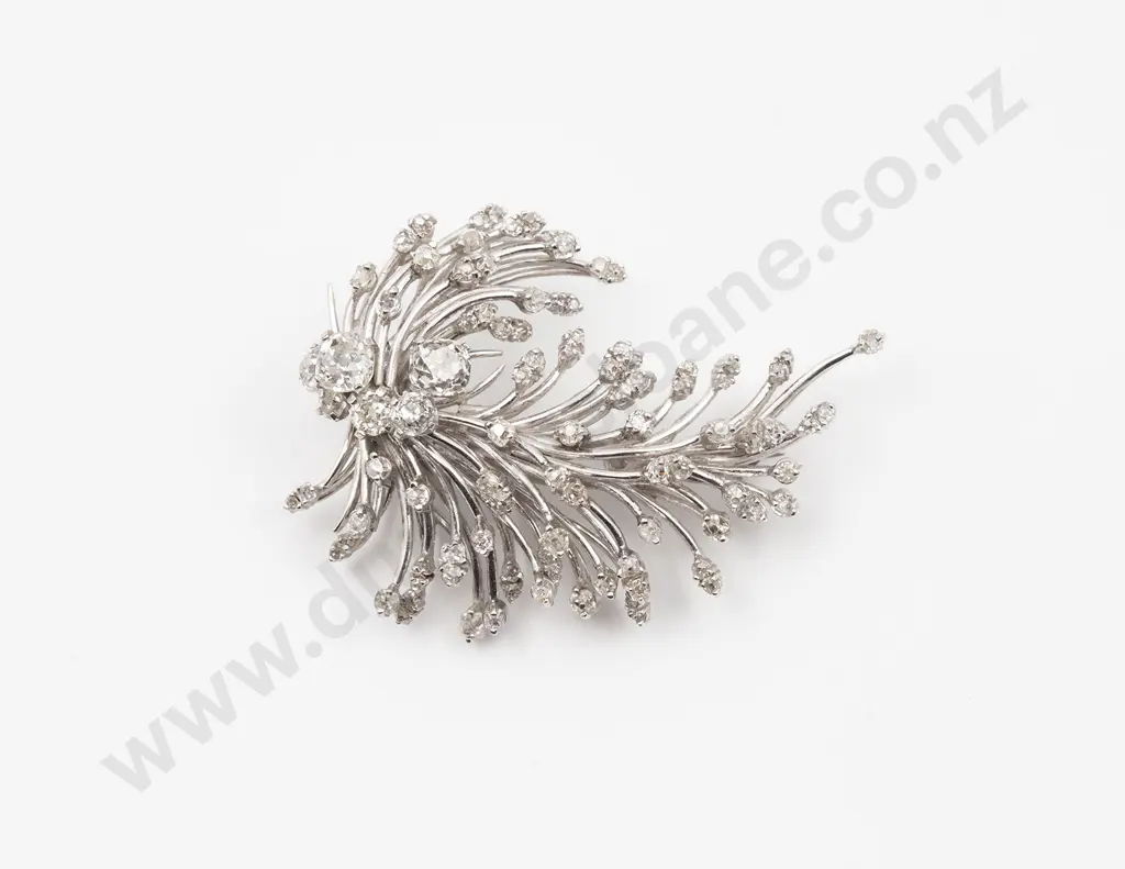 18ct/10ct 96stone Diamond Spray Brooch Image 1++
