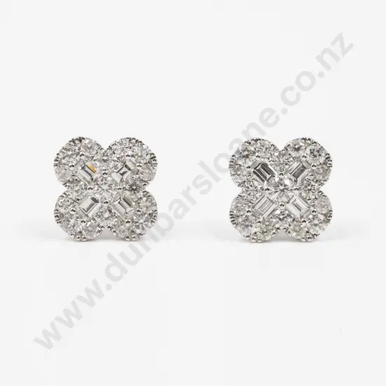 18ct White Gold Diamond Cluster Earrings