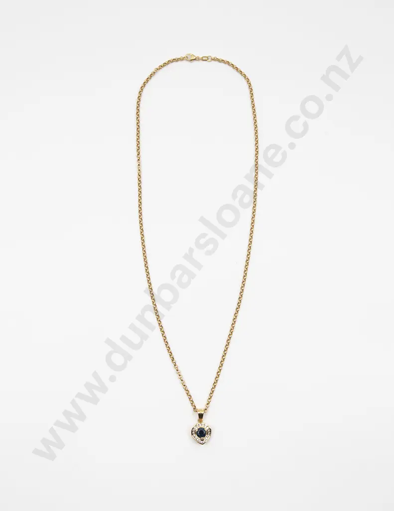 18ct 19stone Sapphire and Diamond Pendant on Chain Image 1++