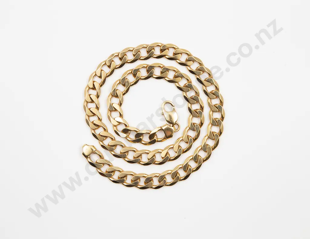 9ct Modern Faceted Flat Curb Link Neck Chain Image 1++