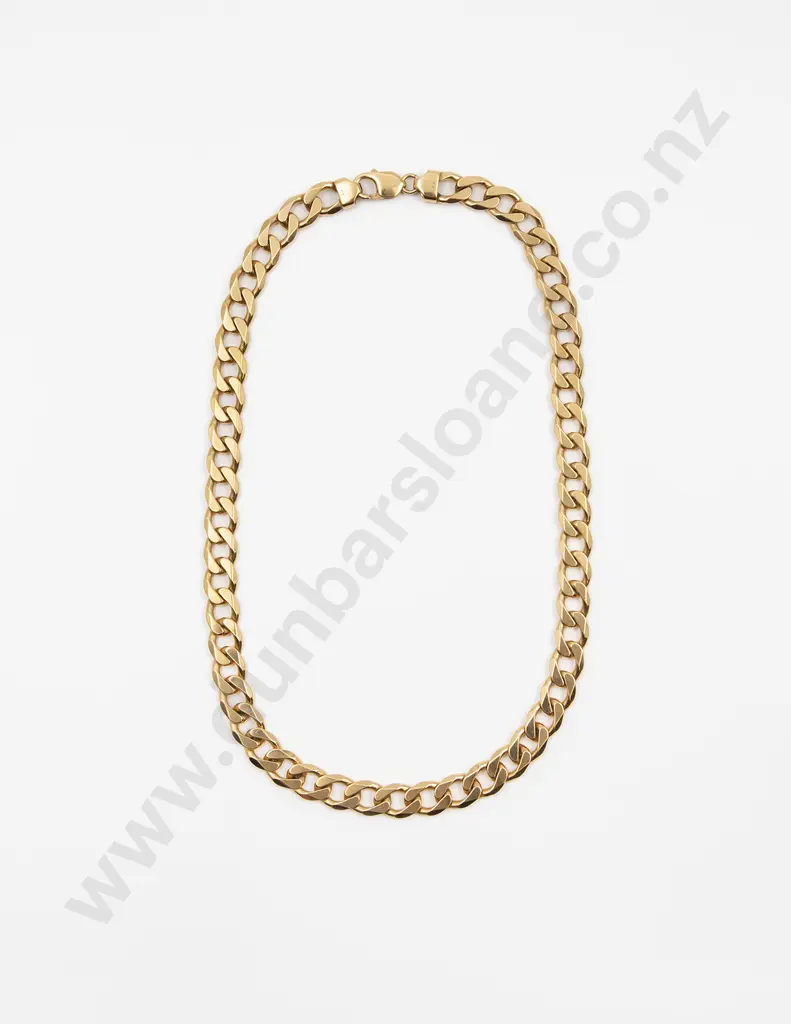 9ct Modern Faceted Flat Curb Link Neck Chain Image 1++