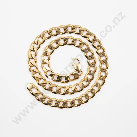 9ct Modern Faceted Flat Curb Link Neck Chain