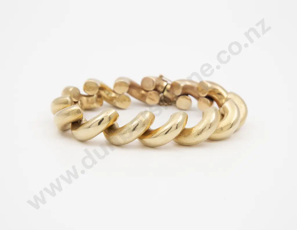 14ct Large Hollow Half Hoop Link Bracelet Image 1++