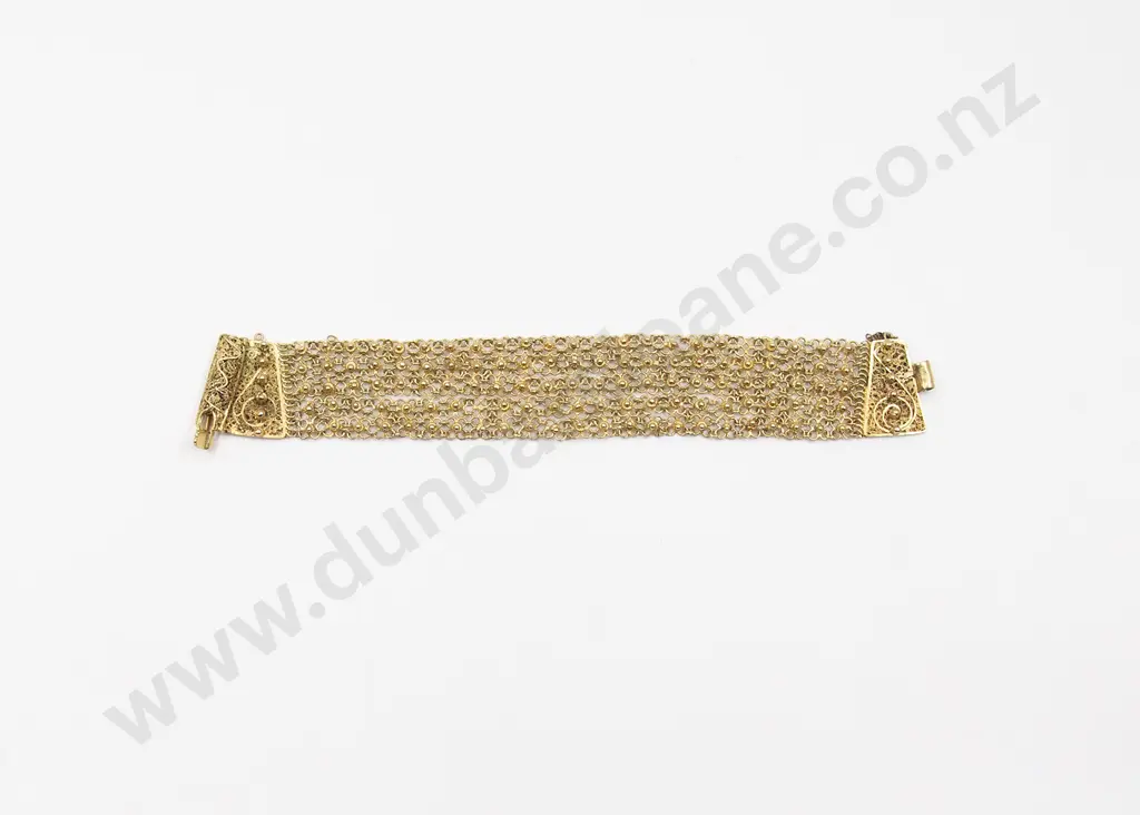 18ct Five Row Fancy Chain and Bead Link Bracelet Image 1++