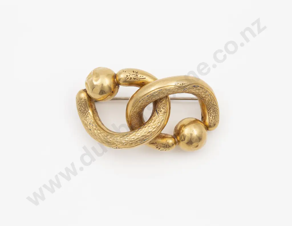 Victorian 15ct Double Scroll Brooch Image 1++