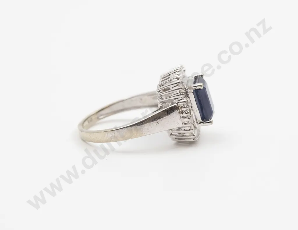 14ct White Gold 35stone Sapphire and Diamond Cluster Ring Image 1++