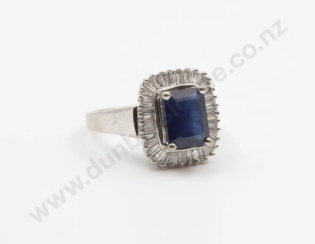 14ct White Gold 35stone Sapphire and Diamond Cluster Ring Image 1++