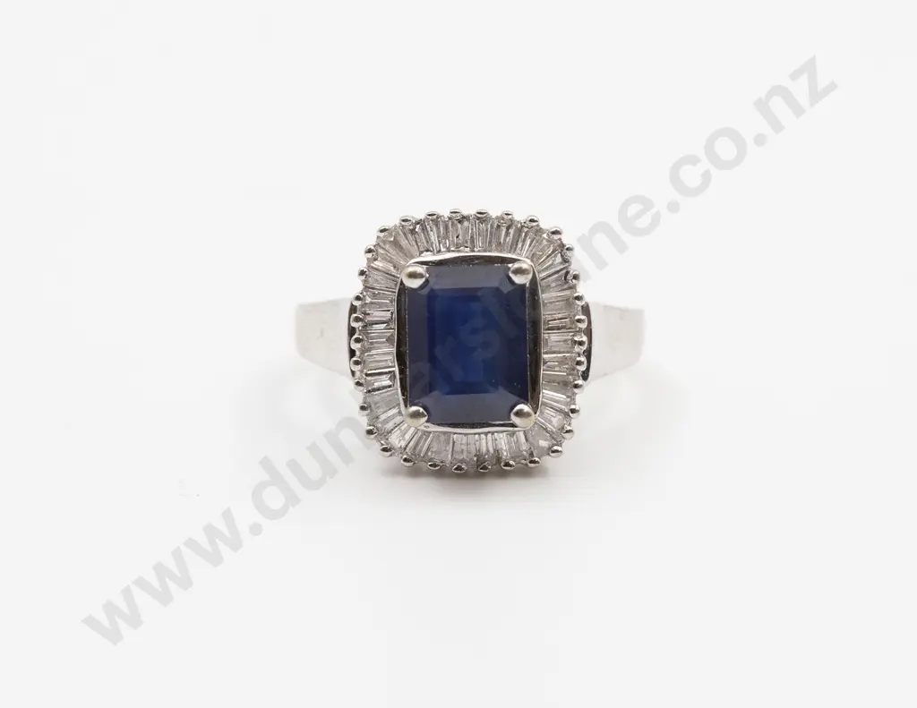 14ct White Gold 35stone Sapphire and Diamond Cluster Ring Image 1++