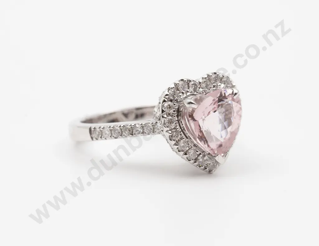 18ct White Gold Pink Morganite and Diamond Dress Ring Image 1++