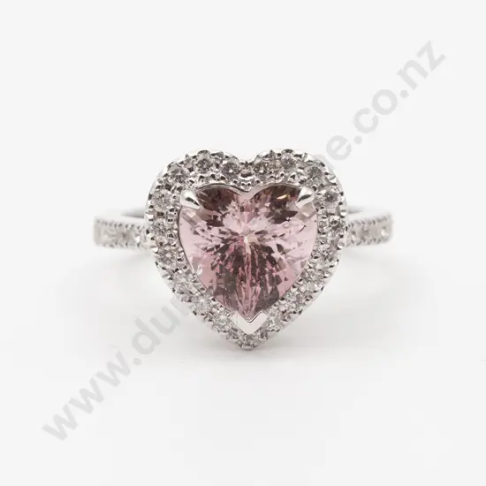 18ct White Gold Pink Morganite and Diamond Dress Ring