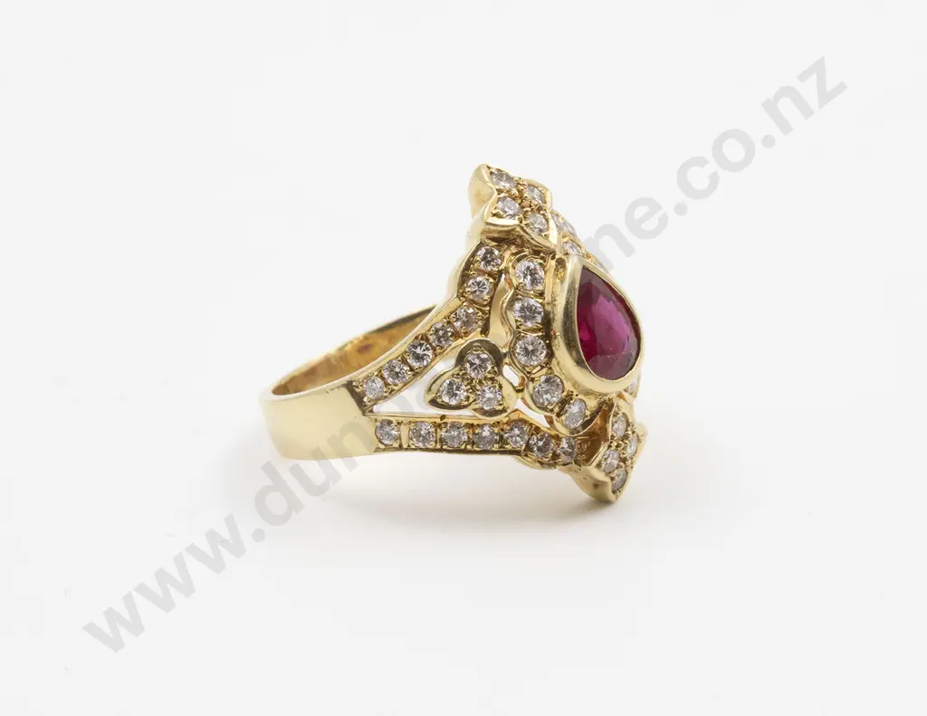 18ct Ruby & Diamond Cluster Ring Image 1++