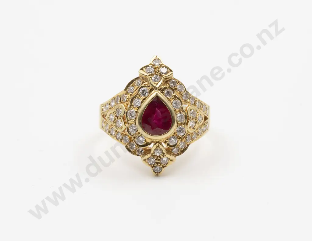 18ct Ruby & Diamond Cluster Ring Image 1++