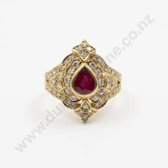 18ct Ruby & Diamond Cluster Ring