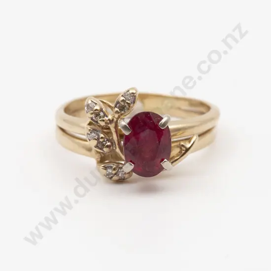 14ct Nine Stone Ruby and Diamond Dress Ring