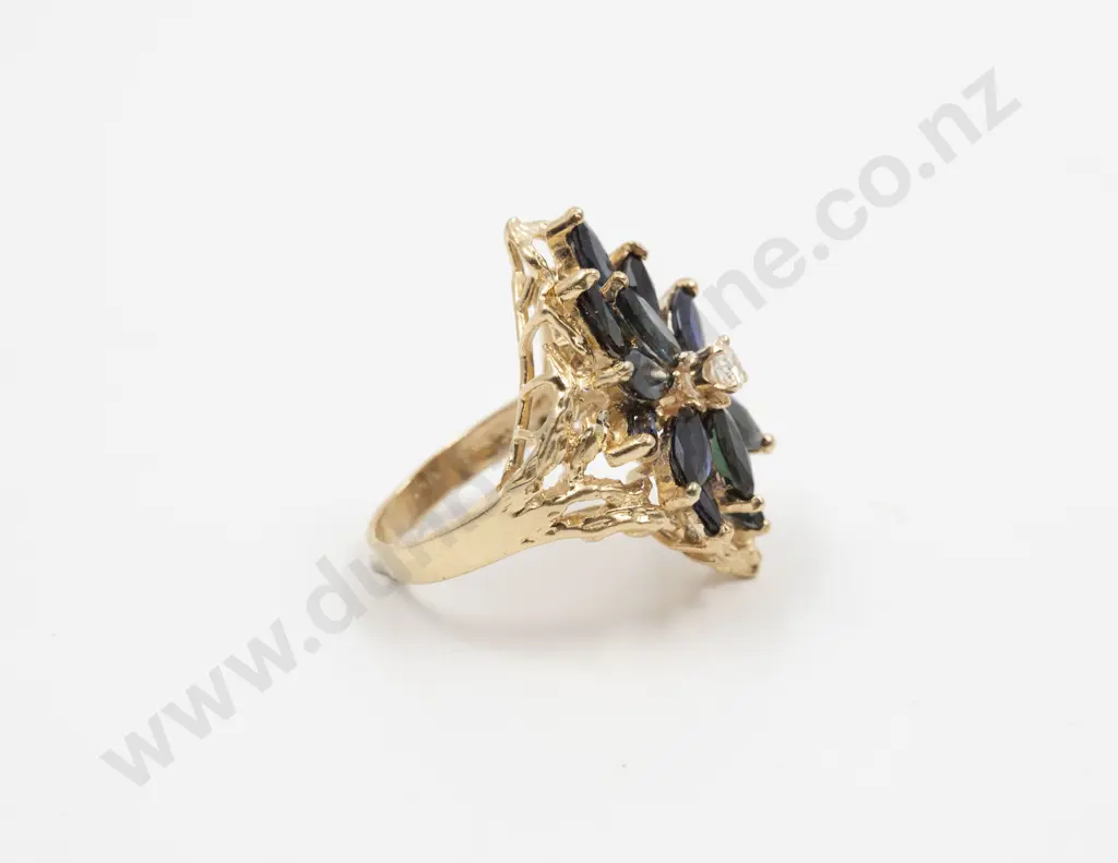 14ct 14stone Sapphire & Diamond Dress Ring Image 1++