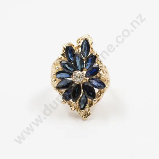 14ct 14stone Sapphire & Diamond Dress Ring