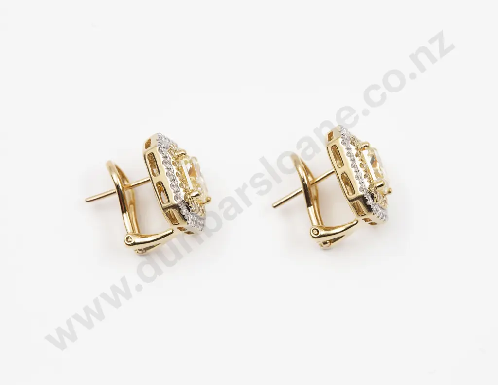 18ct Natural Fancy Yellow Diamond Cluster Earrings Image 1++