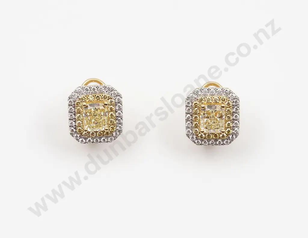18ct Natural Fancy Yellow Diamond Cluster Earrings Image 1++