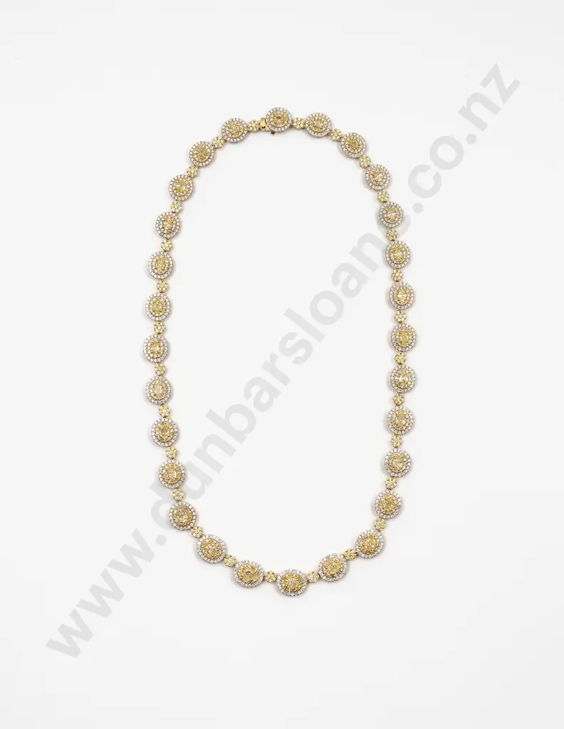 18ct Natural Fancy Light Yellow Diamond Necklace Image 1++