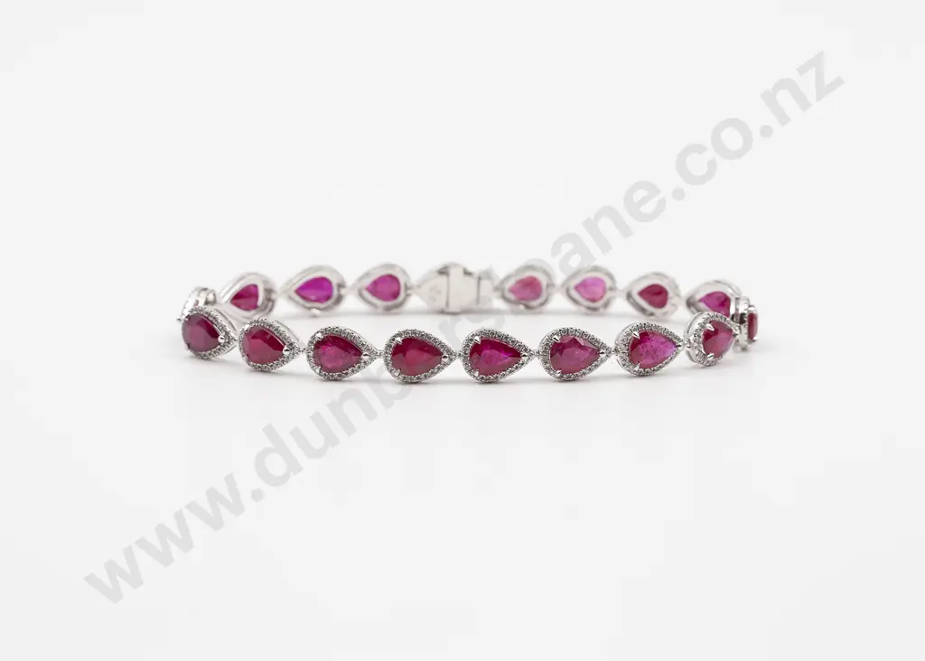 All Platinum Ruby and Diamond Tennis Type Bracelet Image 1++