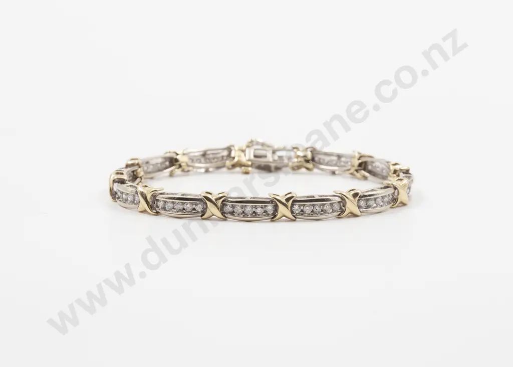 10ct Diamond Fancy Hinged Link Bracelet Image 1++