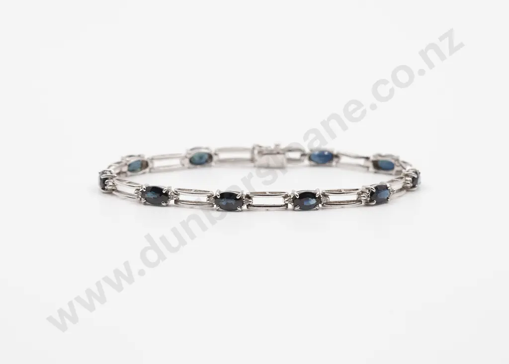14ct White Gold Ten Stone Sapphire Bracelet Image 1++