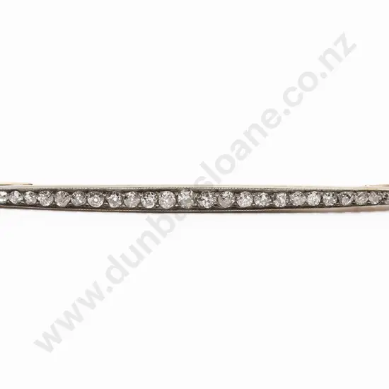 Edwardian 9ct and Silver 27stone Diamond Pin Brooch