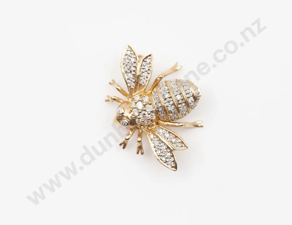 14ct 47stone Diamond Bee Brooch/Pendant Image 1++