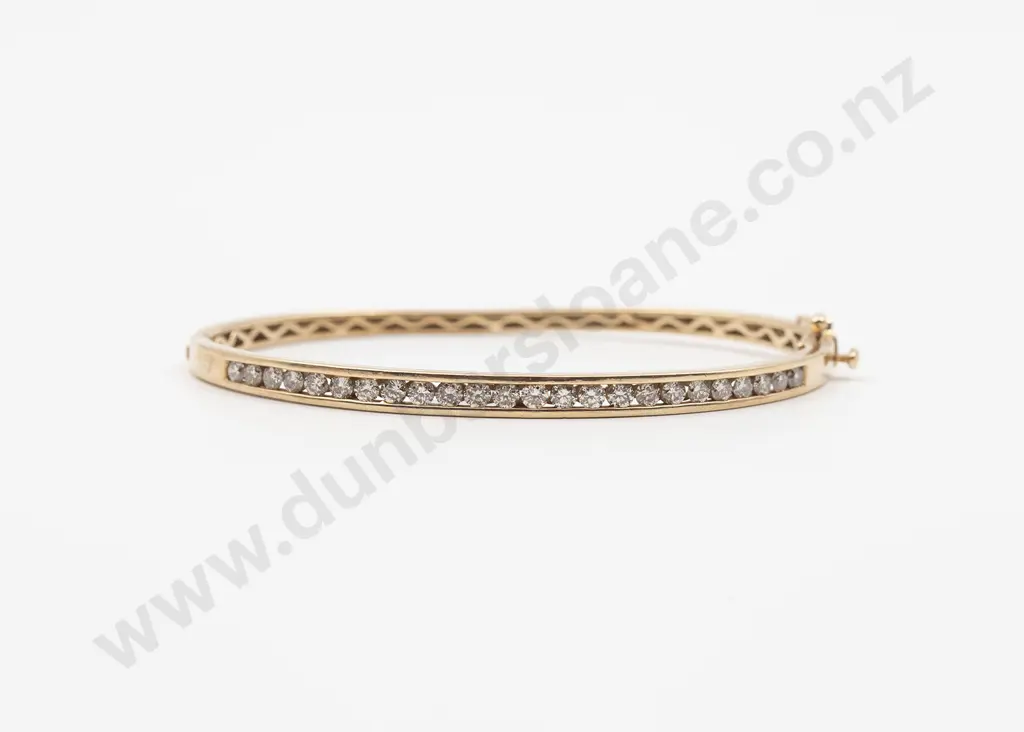 10ct 24stone Diamond Hinged Snap Bangle Image 1++