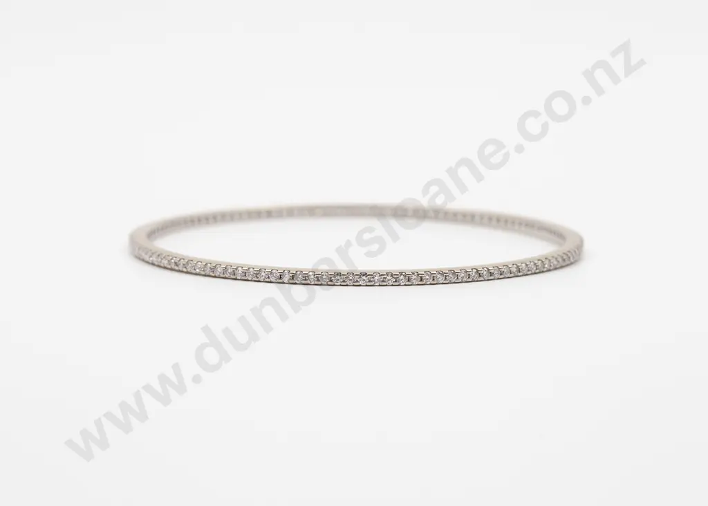 18ct White Gold 123 Diamond Bangle Image 1++