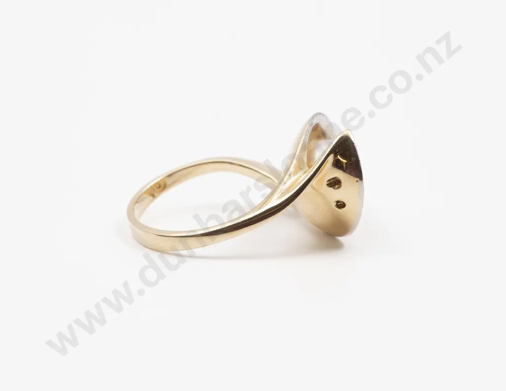 14ct Single Cultured Pearl and Diamond Dress Ring Image 1++