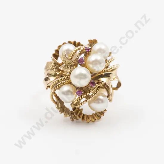 14ct Six Cultured Pearl Dress Ring