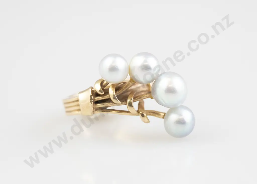 14ct Mikimoto Four Cultured Pearl Dress Ring Image 1++