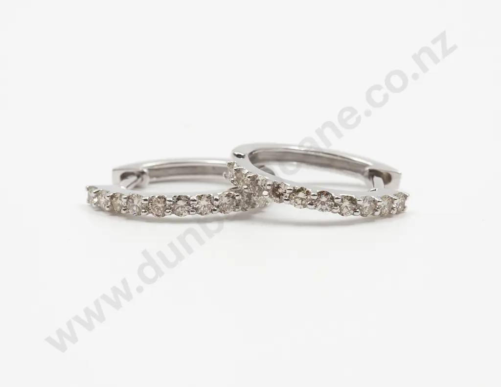 Pair 18ct White Gold and Diamond Hoop Earrings Image 1++