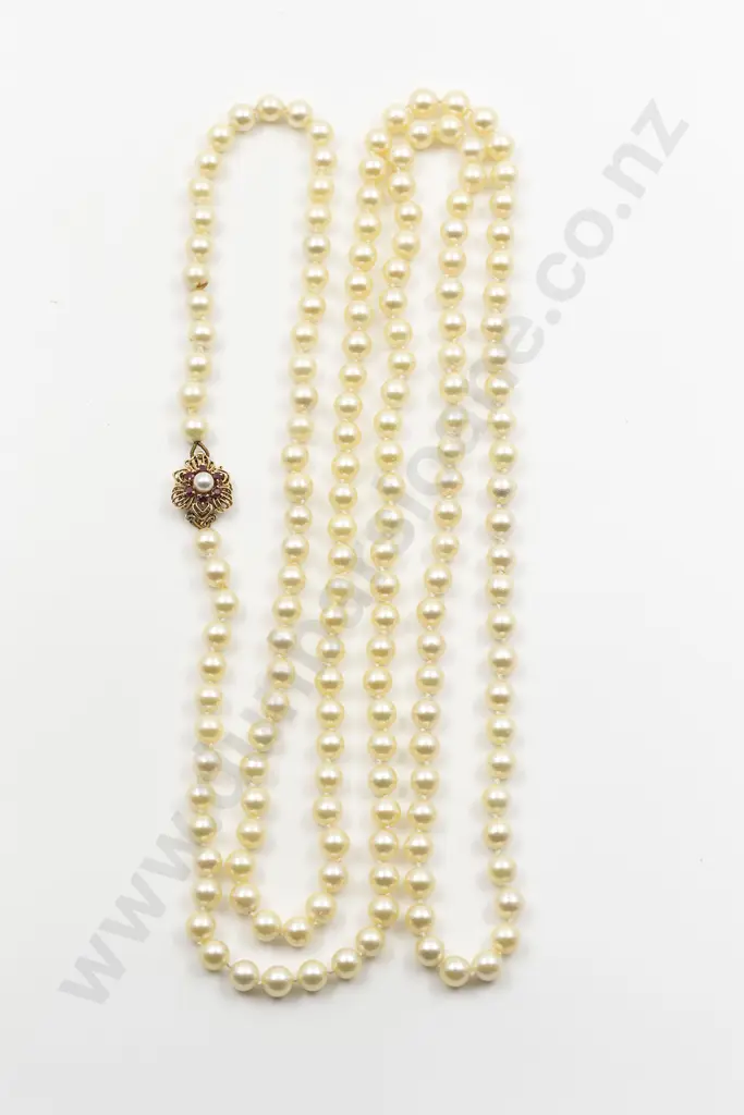 Single Strand Opera Length Uniform Cultured Pearl Necklace Image 1++