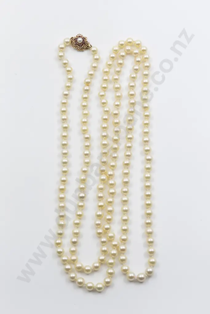 Single Strand Opera Length Uniform Cultured Pearl Necklace Image 1++