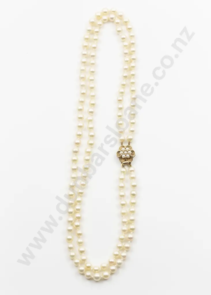 Double Strand Uniform Cultured Pearl Necklace Image 1++