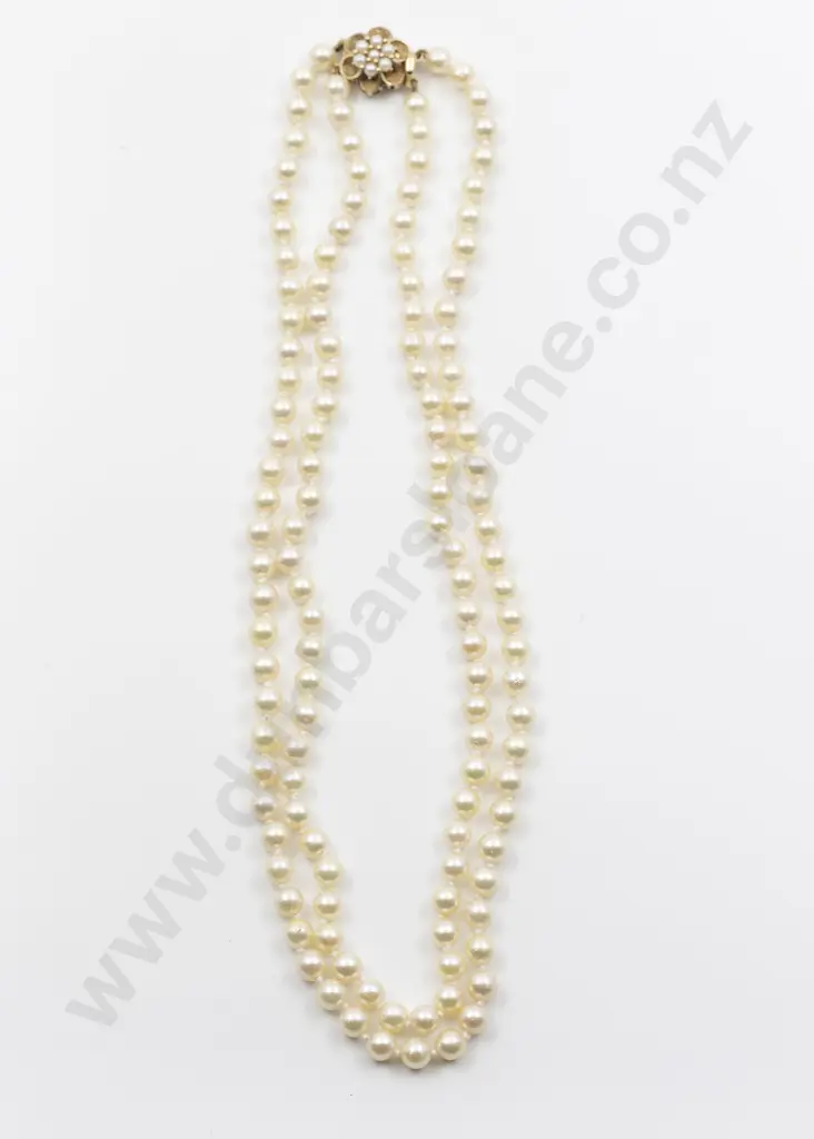 Double Strand Uniform Cultured Pearl Necklace Image 1++