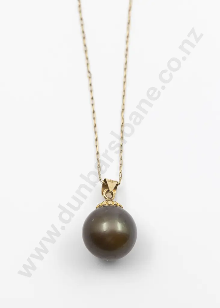 14ct Single Brown Cultured Pearl Pendant Image 1++