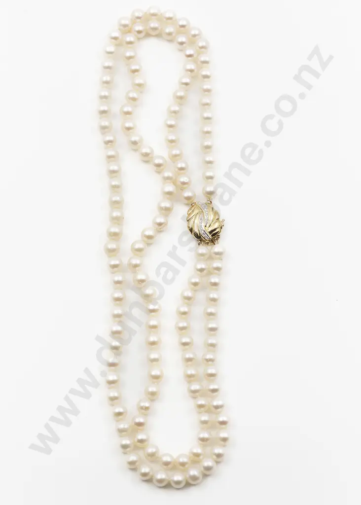 Uniform Double Strand Cultured Pearl Necklace Image 1++
